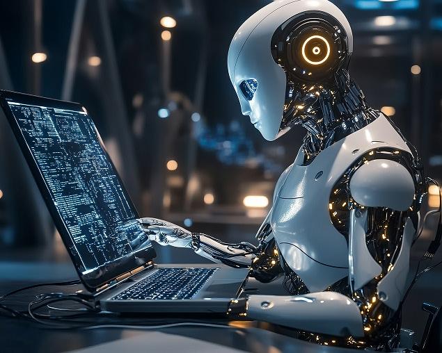 Robot with laptop